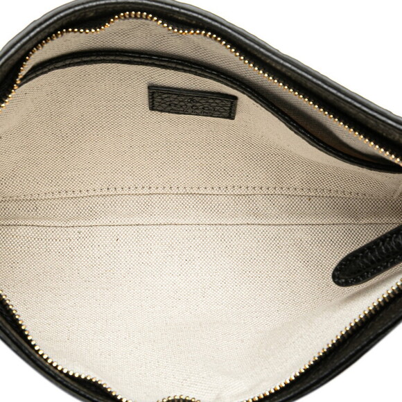 Gucci GG Emblem Chain Shoulder Bag Black Leather - Picture 9 of 10